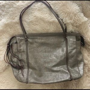 MZ Wallace bag, silver glazed linen